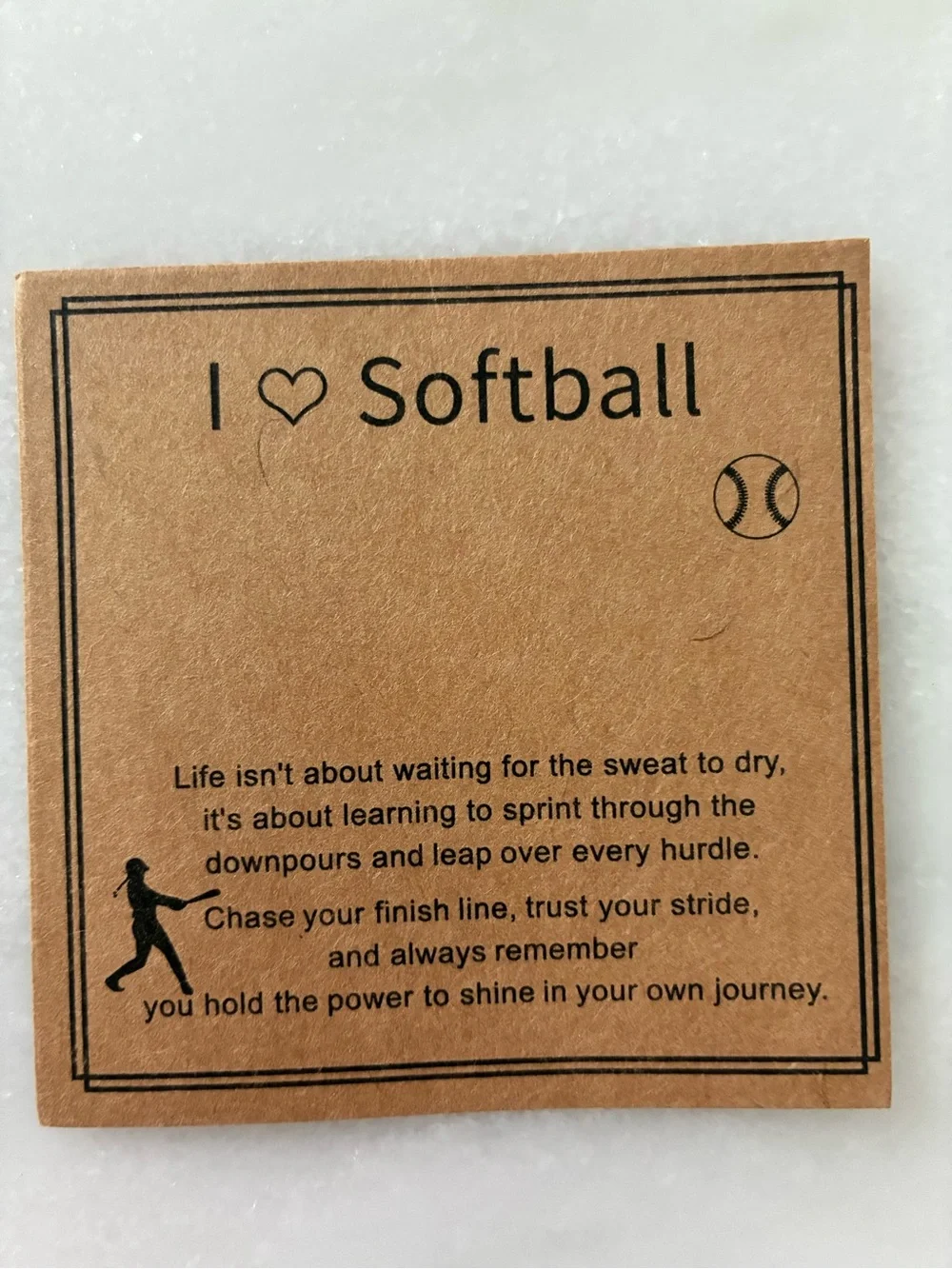 Gold Heart & Softball Dangle Necklace - Yellow  sporty